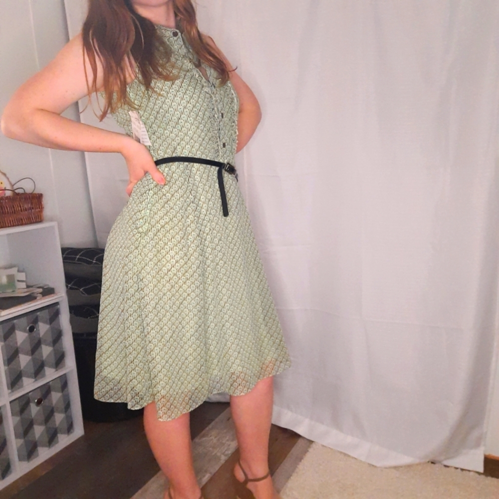 GREEN MID-CENTURY MODERN DRESS SIZE 10